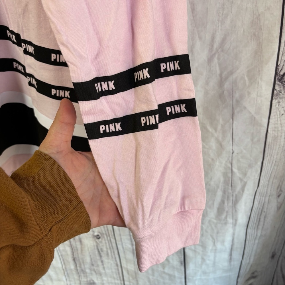 Victoria's Secret PINK Boyfriend Jersey Lace-Up Long Sleeve Shirt Medium - Picture 6 of 6